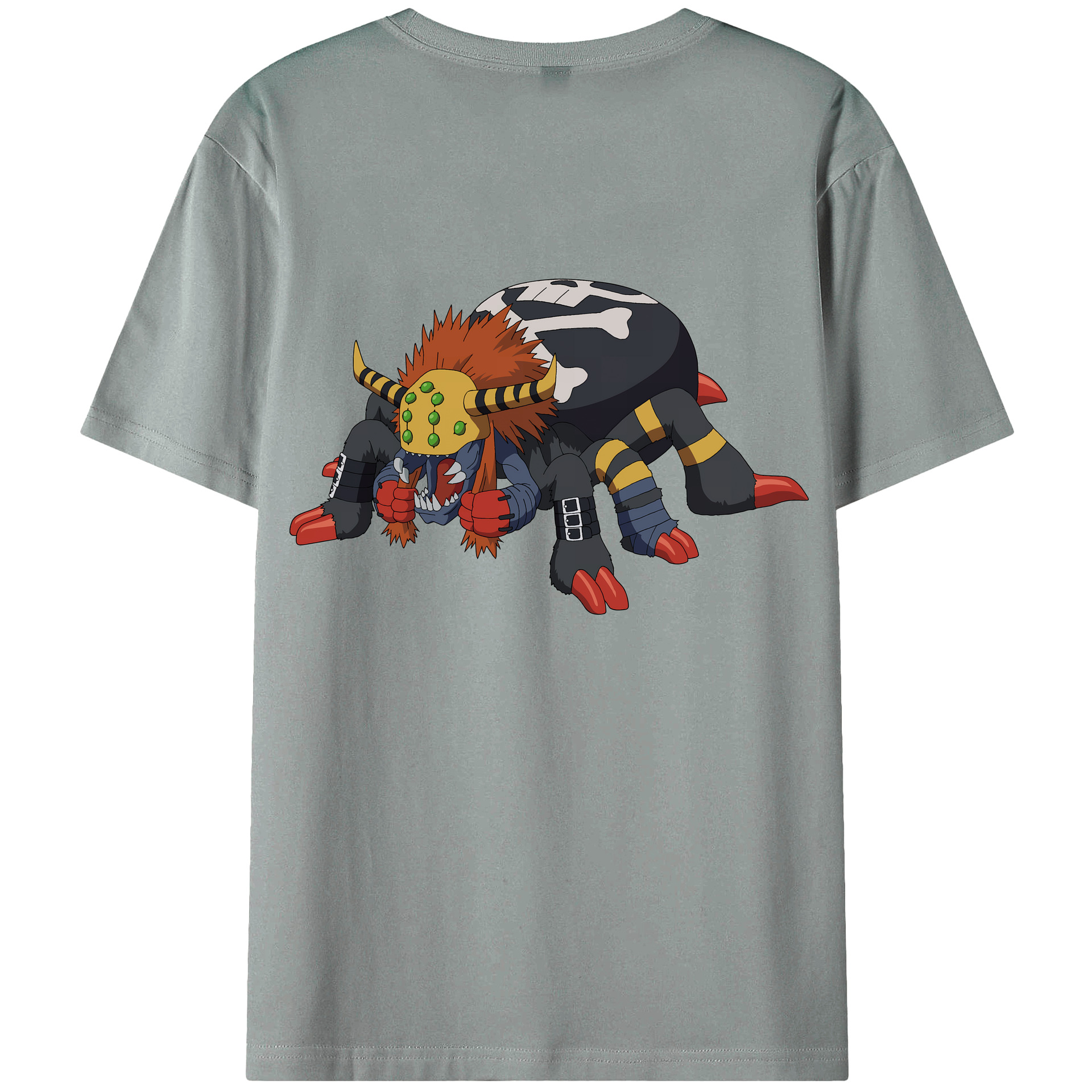 （画像用） Digimon デジタルモンスター/デジモン 綿100％ メンズ半袖Tシャツ（バックプリント） 通気性